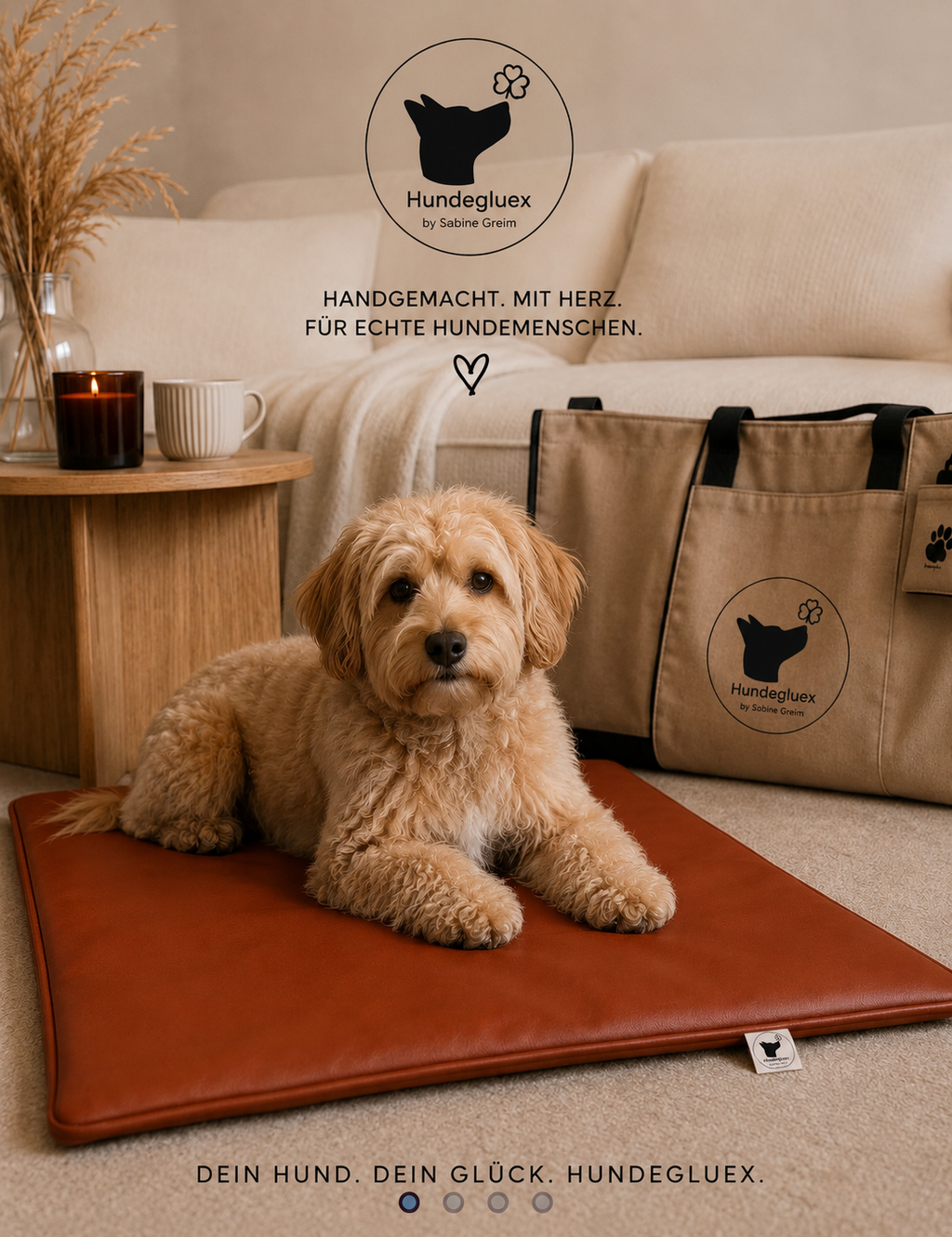 Kunstleder-Hundedecke „Oscar“ – Cognac